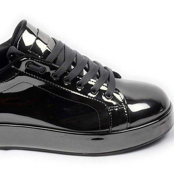 Women's Patent Leather Stylish Fashion Sneakers - Picture 6 of 8